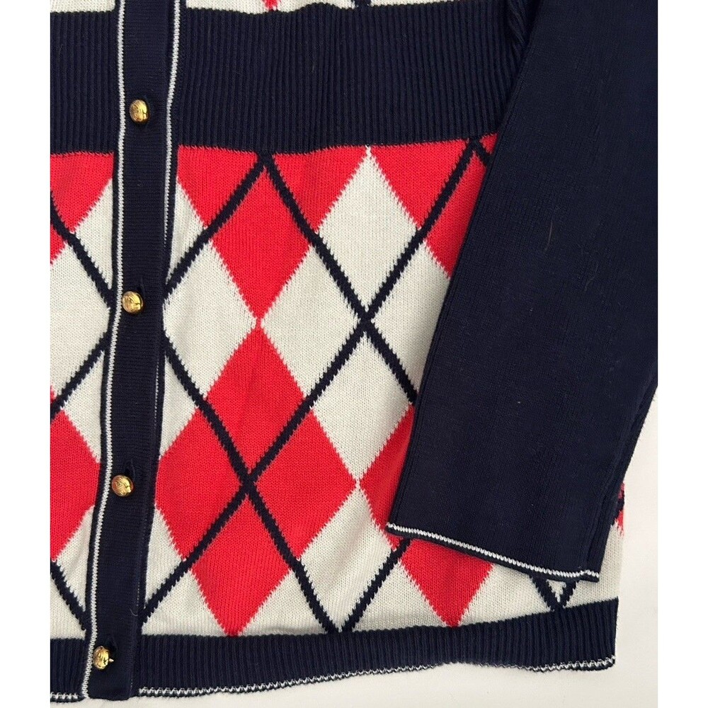 Lilly Pulitzer Women’s Sz M Cody Matinee Argyle Cardigan Sweater Navy Pink - Picture 3 of 6
